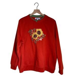 VINTAGE LIBERTY LANE cottagecore cozy coastal grandma sunflower plus crewneck 1X